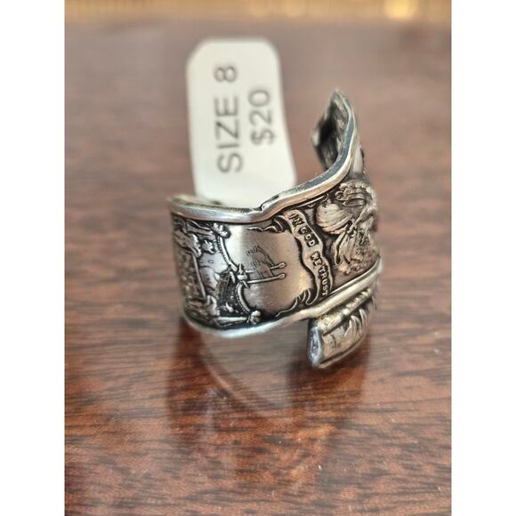 Vintage 1881 Rogers brand  Silver Plated Maryland Spoon Ring Size 8 wrap around - Picture 3 of 5